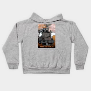 Retro Railway Travel Australia_03 Kids Hoodie